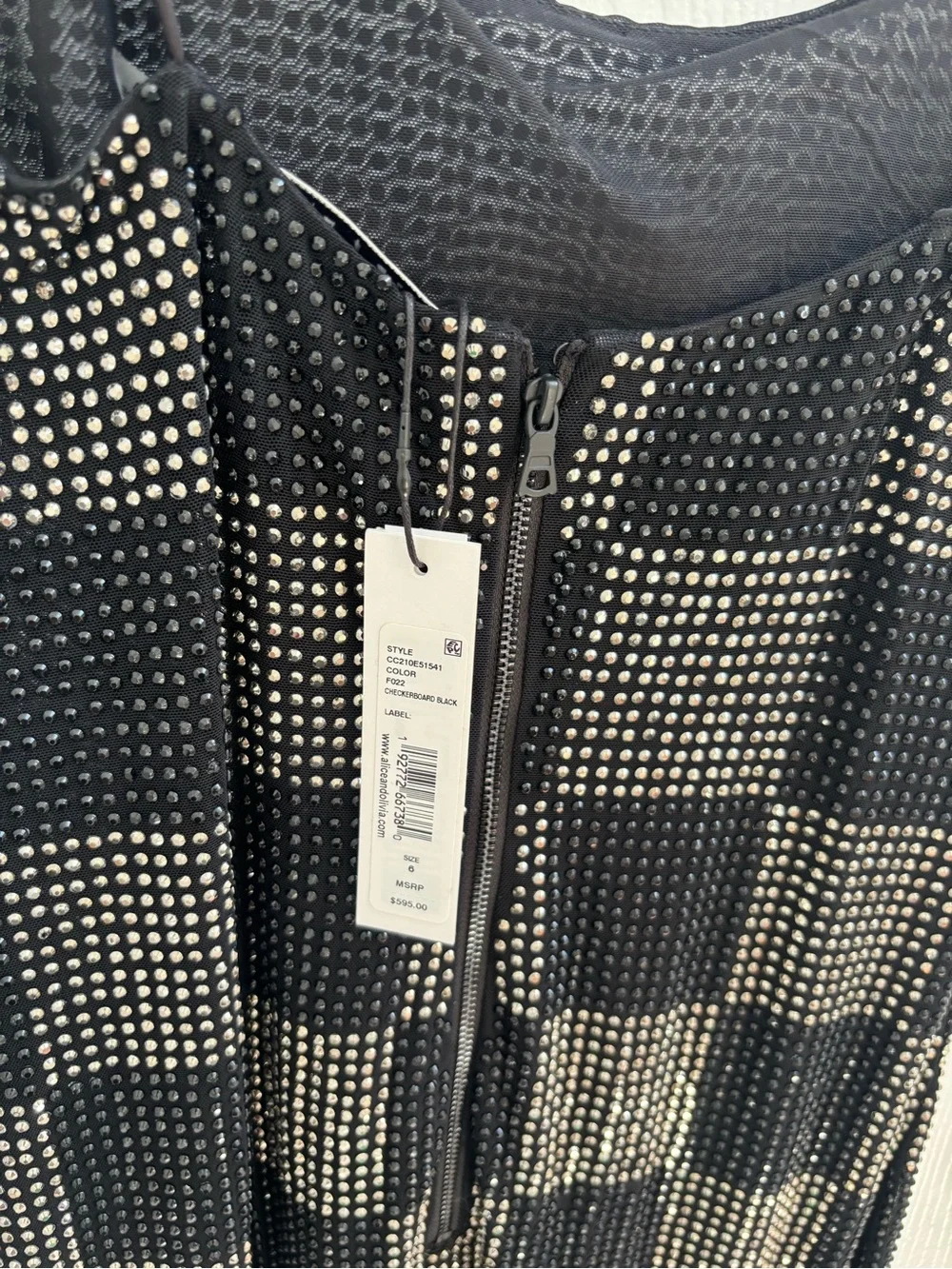 Alice + Olivia Black Beaded Check Slip Mini Dress - Picture 3 of 3